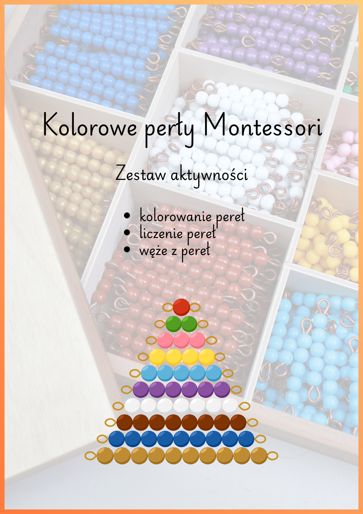 Kolorowe perły Montessori – zestaw aktywności matematycznych | PDF do druku