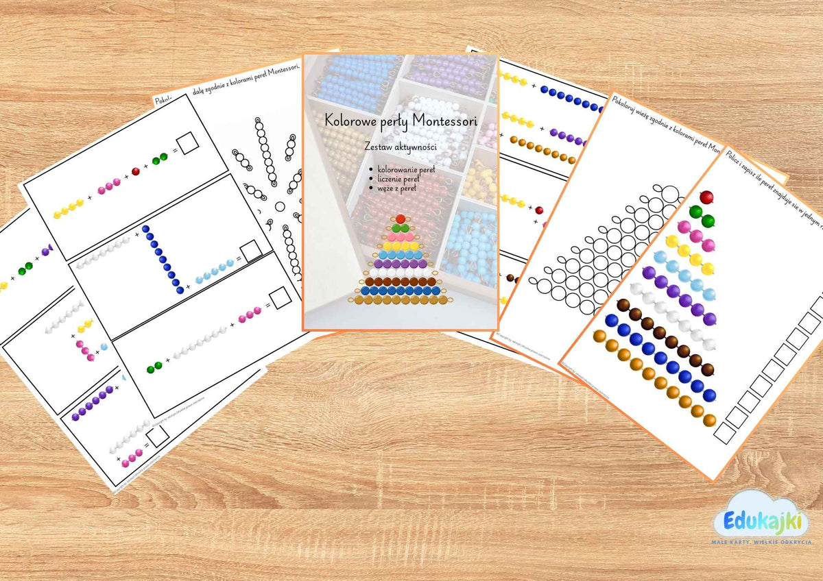 Kolorowe perły Montessori – zestaw aktywności matematycznych | PDF do druku