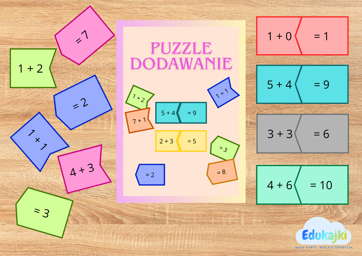➕ Puzzle – dodawanie w zakresie 10 | PDF do druku