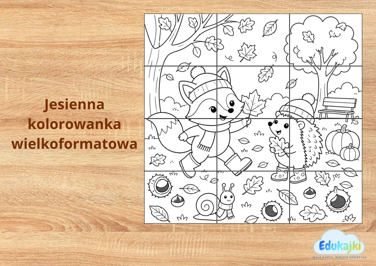 🍂 Jesienna kolorowanka wielkoformatowa – 12 stron | PDF do druku