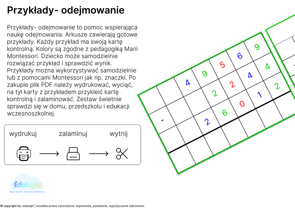 Przykłady odejmowanie