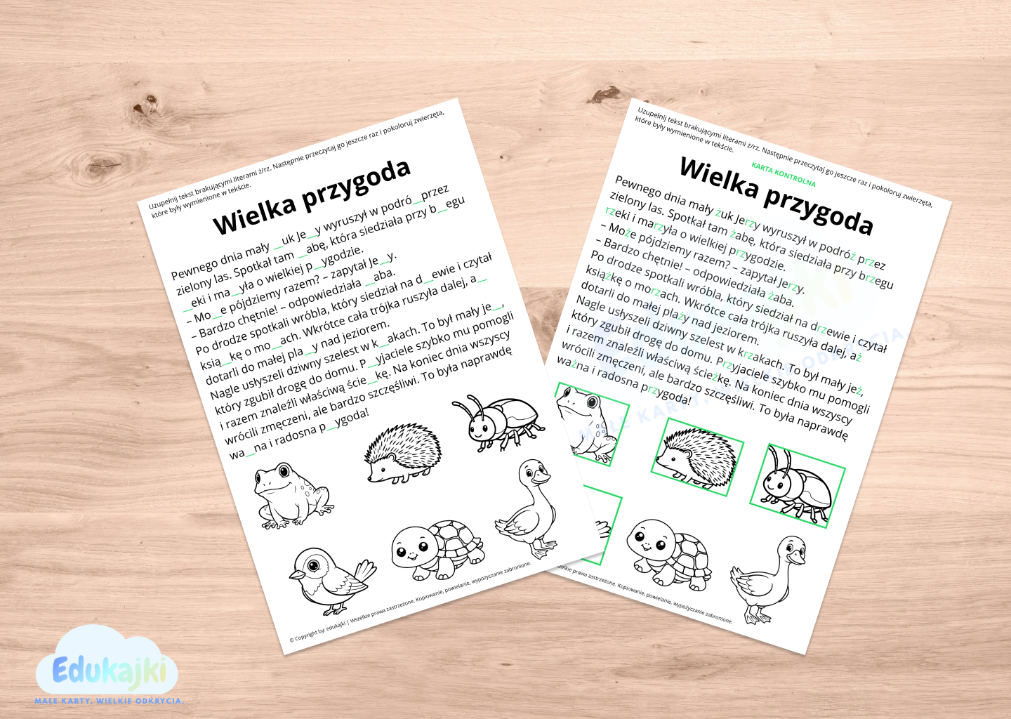 Karta pracy rz/ż uzupełnij tekst