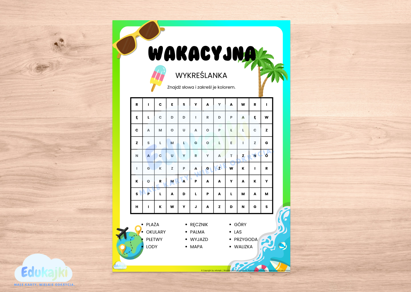 Wakacyjna wykreślanka