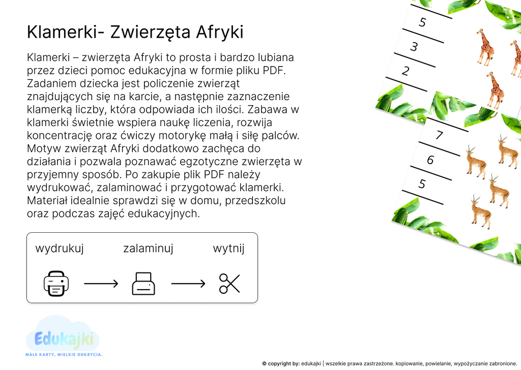 Klamerki- Zwierzęta Afryki