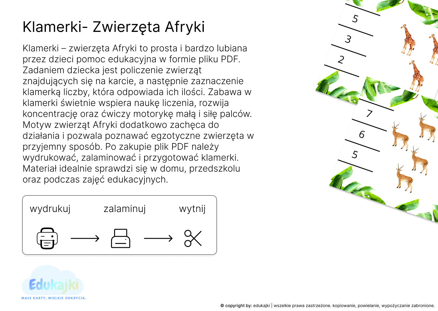 Klamerki- Zwierzęta Afryki