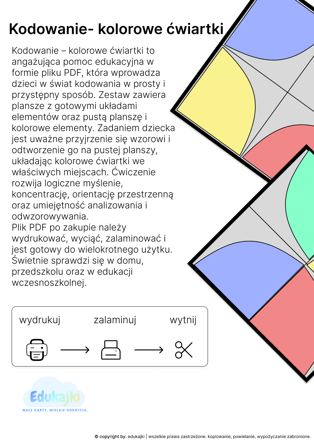 Kolorowe ćwiartki- kodowanie