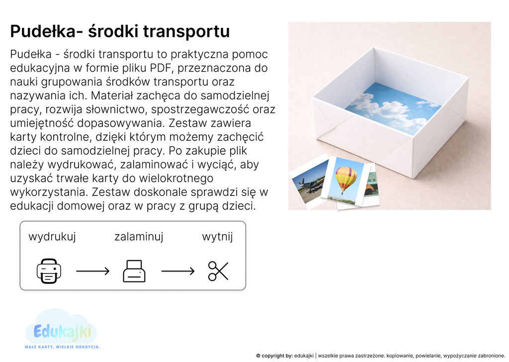 Środki transportu - pudełka