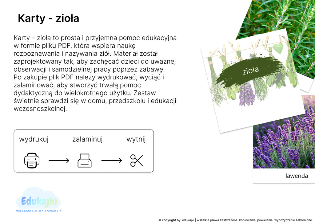 Zioła- karty trójdzielne