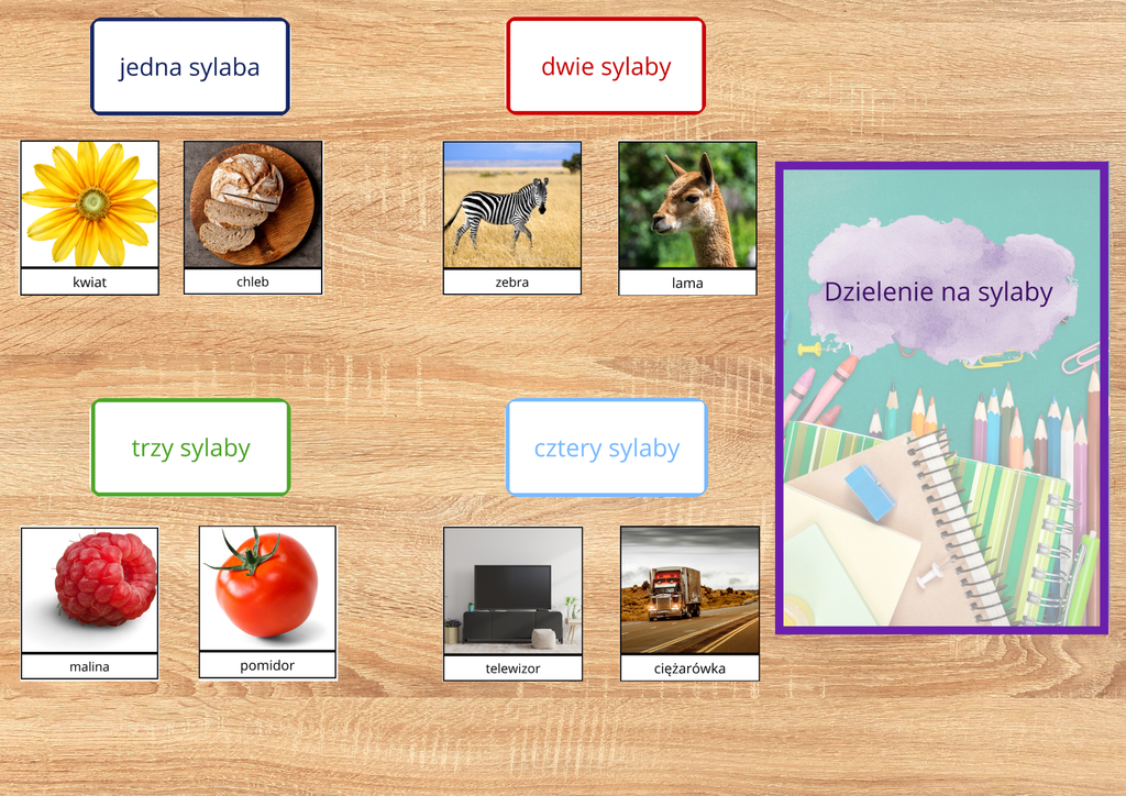 Dzielenie na sylaby – karty edukacyjne | PDF do druku