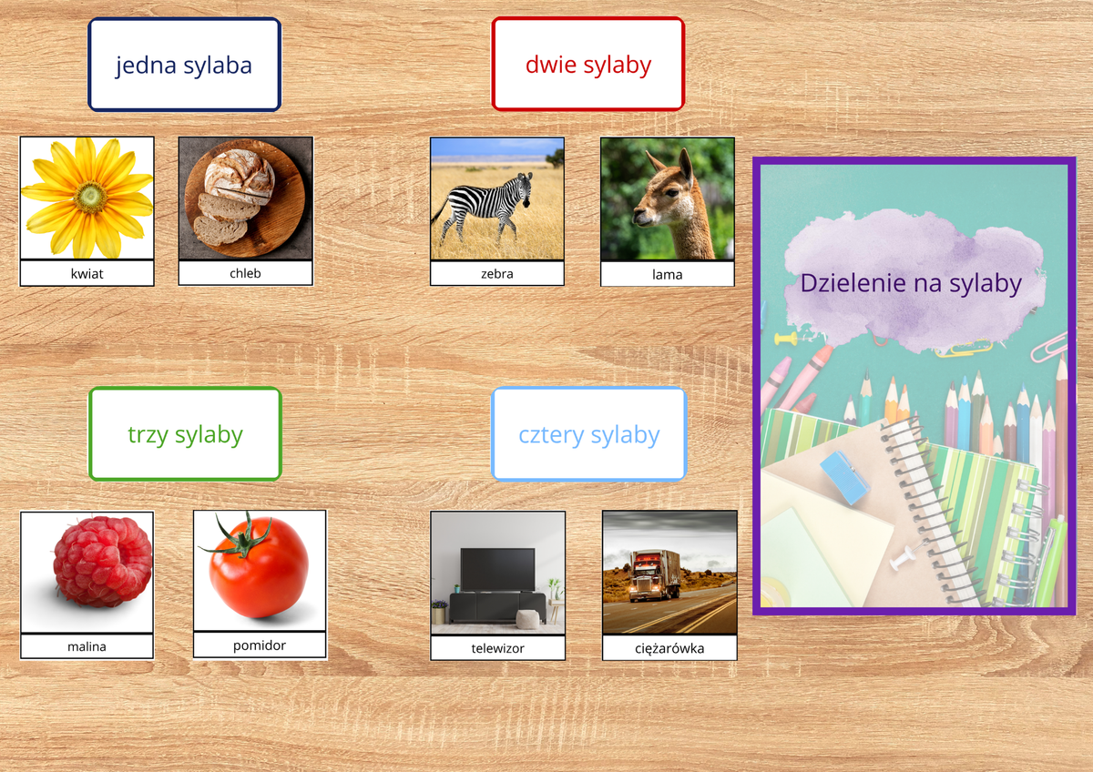 Dzielenie na sylaby – karty edukacyjne | PDF do druku